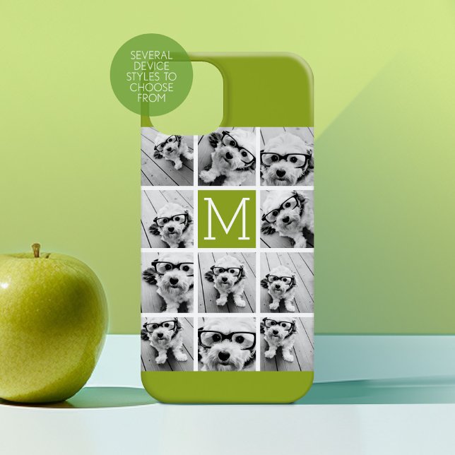 11 Photo Collage - Minimal Grid with Text Case-Mate iPhone Case (Personalized Phone Case with Custom Photos Text - Choose a Device Style)