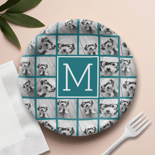 11 Photo Collage - Minimal Grid with Text Paper Plate