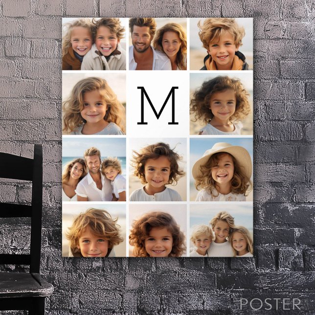 11 Photo Collage - Minimal Grid with Text Poster (Custom Poster)