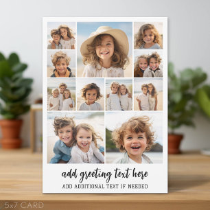11 Photo Collage Modern Minimal White Holiday Card