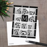 11 Photo Collage Monogram CAN EDIT COLOR Postcard<br><div class="desc">Use up to eleven square or selfie phone photos to create a unique and personal gift. Or you can keep the hipster puppy and make a trendy keepsake. If you need to adjust the pictures,  click on the customise tool to make changes.</div>
