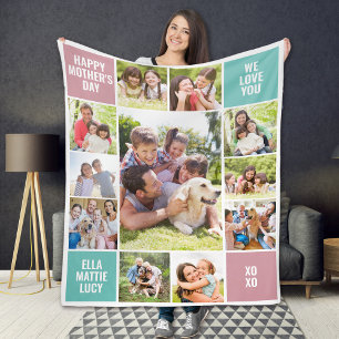 11 Photo Collage Mother's Day Fleece Blanket
