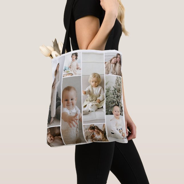 11 Photo collage template personalised Tote Bag (Close Up)