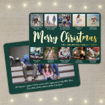 11 Photo Dark Green Merry Christmas Modern Collage<br><div class="desc">Send stylish joyful greetings and share 11 of your favourite pictures with a custom photo collage green and gold foil holiday card. All text on this template is simple to personalise to include any wording, such as Merry Christmas, Happy Holidays, Seasons Greetings, New Year Cheers etc. (IMAGE PLACEMENT TIP: An...</div>