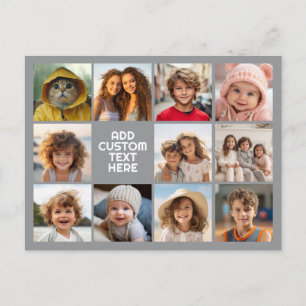11 Photo Grid industrial box name - grey Postcard
