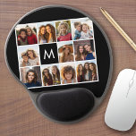 11 Photo Instagram Collage Custom Black Monogram Gel Mouse Pad<br><div class="desc">Black and White - Use up to 11 square photos to create a unique and personal gift. Or you can keep the hipster puppy and make a trendy keepsake. If you need to adjust the pictures,  click on the customise tool to make changes.</div>