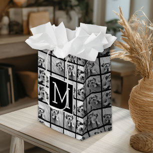 11 Photo Instagram Collage Custom Black Monogram Small Gift Bag
