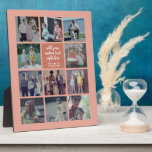 11 Photo Instagram Collage - Custom Text Coral Plaque<br><div class="desc">Coral and White - Use up to 11 square photos to create a unique and personal gift. If you need to adjust the pictures,  click on the customise tool to make changes.</div>