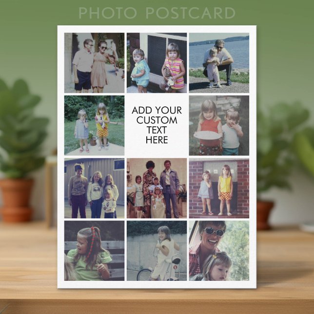 11 Photo Instagram Collage - Custom Text  Postcard (Photo Postcard)