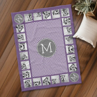 11 Photo Purple Grey Chevron Pattern with Monogram