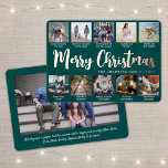 11 Photo Teal Green Merry Christmas Modern Collage<br><div class="desc">Send stylish joyful greetings and share 11 of your favourite pictures with a custom photo collage teal and rose gold foil holiday card. All text on this template is simple to personalise to include any wording, such as Merry Christmas, Happy Holidays, Seasons Greetings, New Year Cheers etc. (IMAGE PLACEMENT TIP:...</div>