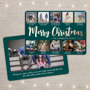 11 Photo Teal Green Merry Christmas Modern Collage