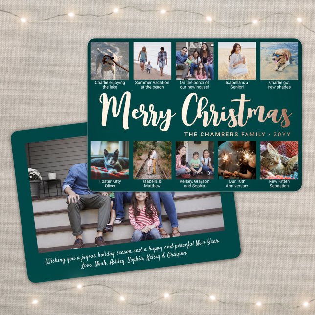 11 Photo Teal Green Merry Christmas Modern Collage (Creator Uploaded)