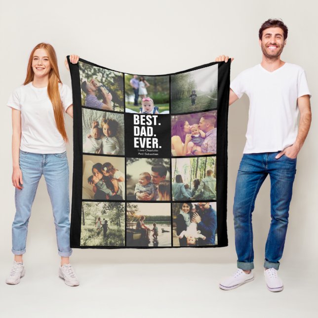 11 photos collage personalised Fathers Day Fleece Blanket (In Situ)