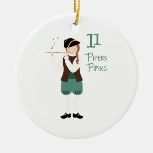 11 Pipers Piping Ceramic Tree Decoration
