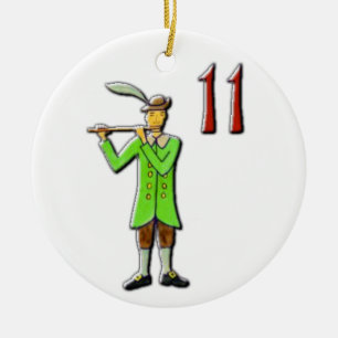 11 Pipers Piping Ceramic Tree Decoration