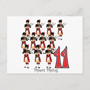 11 Pipers Piping Postcard