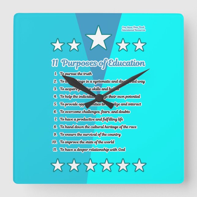 11 Purposes of Education Square Wall Clock (Front)