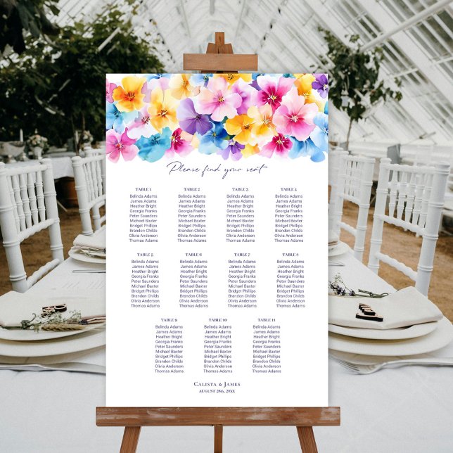 11 Table Colourful Floral Wedding Seating Chart (Creator Uploaded)