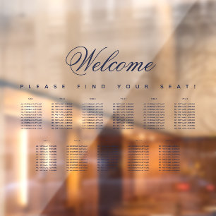 11 Table Seating Chart Transparent Blue Script