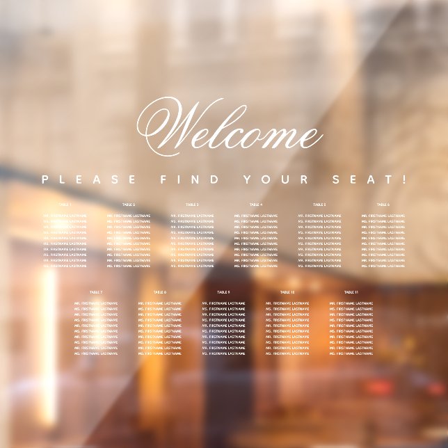 11 Table Seating Chart White Script Transparent  (Sheet 2)