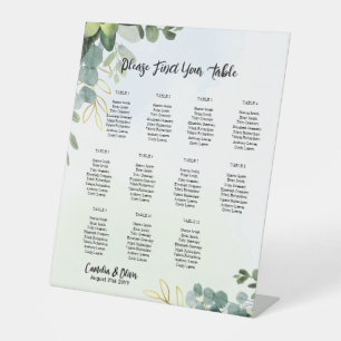 11 Table Wedding Seating Chart Greenery Eucalyptus Pedestal Sign