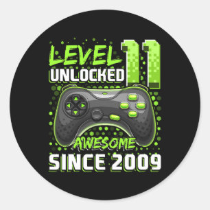11 Unlocked Awesome 2009 Video Game 11th Birthday  Classic Round Sticker