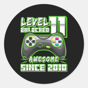 11 Unlocked Awesome 2010 Video Game 11th Birthday Classic Round Sticker