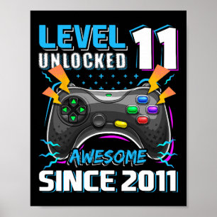 11 Unlocked Awesome 2011 Video Game 11th Birthday  Poster