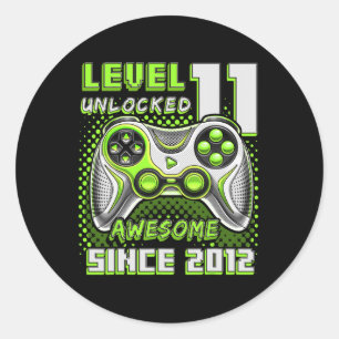 11 Unlocked Awesome 2012 Video Game 11th Birthday  Classic Round Sticker