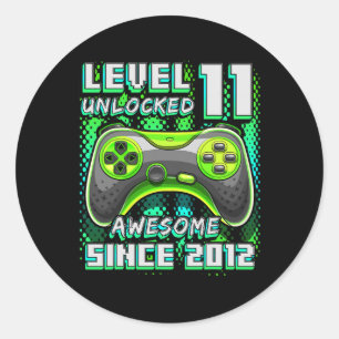 11 Unlocked Awesome 2012 Video Game 11th Birthday Classic Round Sticker