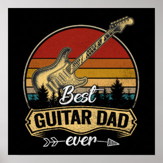 11 Vintage Best Guitar Dad Ever Funny Family Match Poster