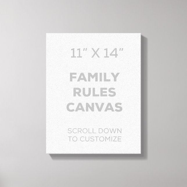 11" x 14" Family Rules Canvas Print (Front)