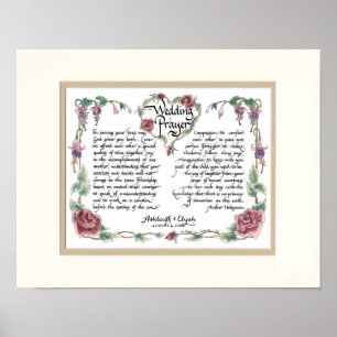 11 x 14 Wedding Prayer, Anniversary Calligraphy Poster