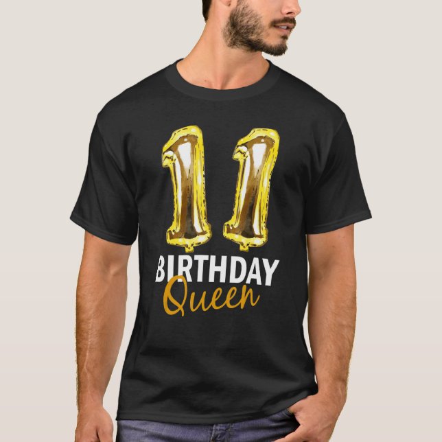 11 Year Birthday Girl Birthday Balloons Print T-Shirt (Front)