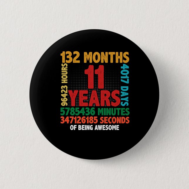 11 Year Of Being Awesome 11th Birthday Gift 6 Cm Round Badge (Front)