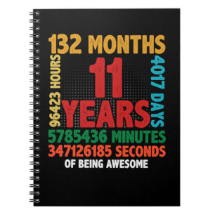 11 Year Of Being Awesome 11th Birthday Gift Notebook