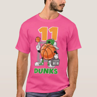 11 Year Old 11Th Birthday Boy And Girl Basketball T-Shirt