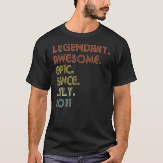 11 Year Old Awesome Since July 2011  11th Birthday T-Shirt