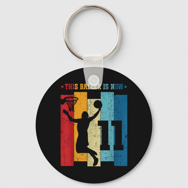 11 Year Old Basball 11th Birthday Boy Basball Key Ring (Front)
