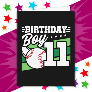 11 Year Old Baseball Party Theme 11th Birthday Boy Card