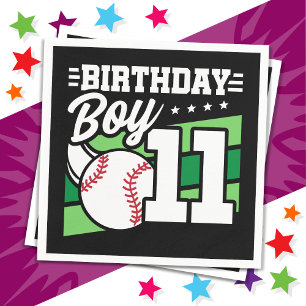 11 Year Old Baseball Party Theme 11th Birthday Boy Napkin