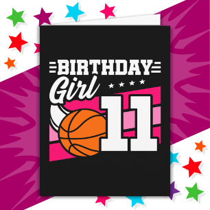 11 Year Old Basketball Party 11th Birthday Girl Card