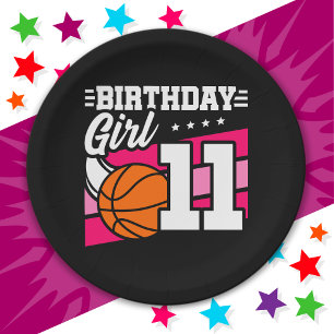 11 Year Old Basketball Party 11th Birthday Girl Paper Plate