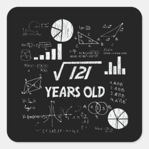 11 Year Old Bday Geeky Math 11th birthday Gift Square Sticker