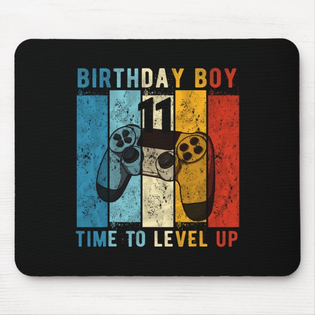 11 Year Old Birthday Boy 11 Time To Level Up 11th  Mouse Pad (Front)