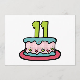 11 Year Old Birthday Cake Card