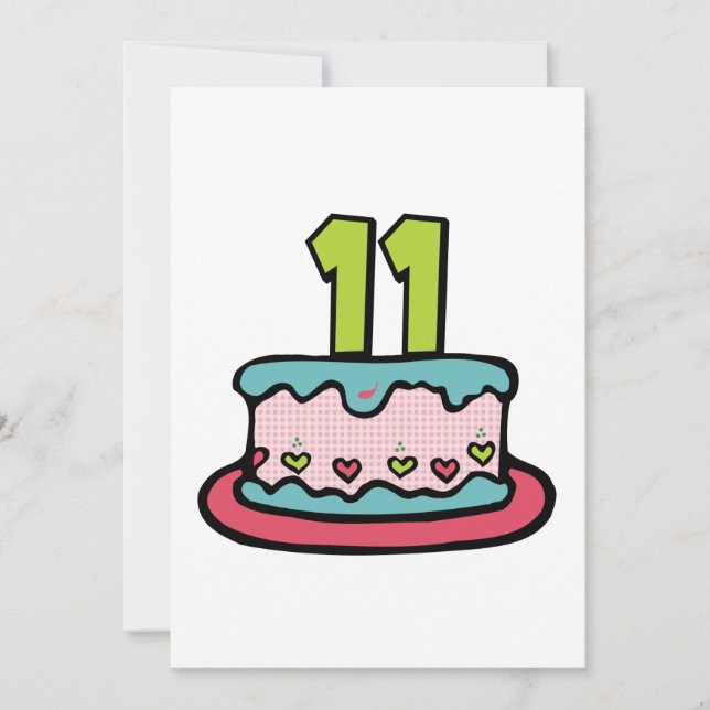 11 Year Old Birthday Cake Card (Front)