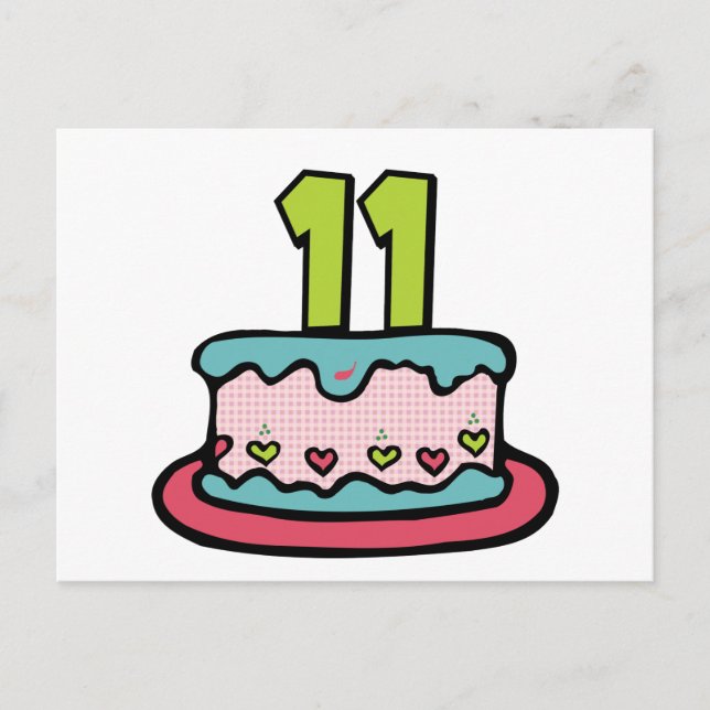11 Year Old Birthday Cake Postcard (Front)