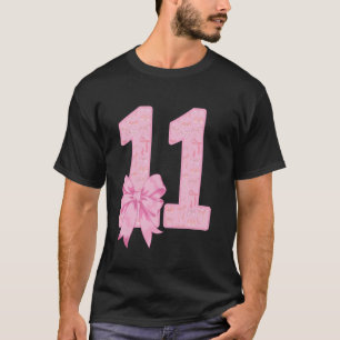 11 Year Old Birthday Girl Coquette Pink Bow Aesthe T-Shirt